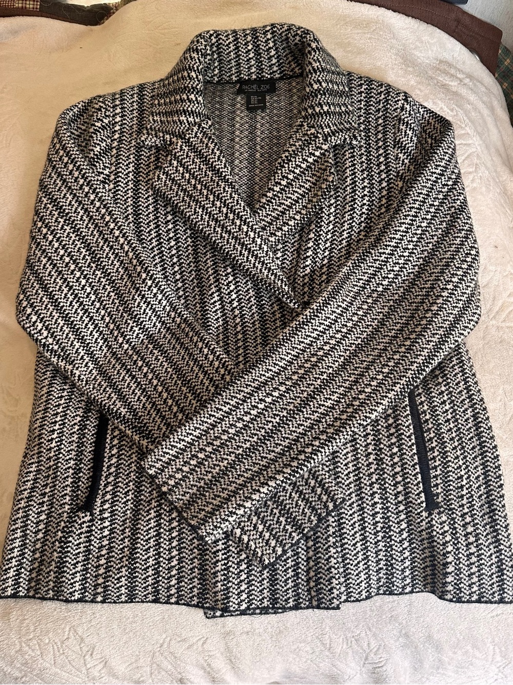 Rachel Zoe Black and White Knit Blazer Jacket